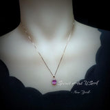 Pink Tourmaline Necklace Solitaire Pendant, October Birthstone Jewelry, 18K Gold Plated Sterling Silver, Adjustable Chain Gift for Her #198