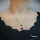 Large Ruby Necklace , High Quality Red Ruby Jewelry, Full 925 Silver Box Chain Peach Fruit Style Halo Ruby Pendant 1057