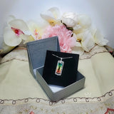 Multi-Color Rainbow Tourmaline Necklace - Sterling Silver Long Diamond Rectangle Watermelon Rainbow Tourmaline Pendant Jewelry Sterling 1078