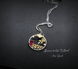 Unique Style Tiny Ruby Necklace - 18kGP Sterling Silver Artistic Poetic Ruby Pendant #292