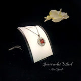 Large Square Garnet Necklace Halo Gold Square 7 CT 10 MM Deep Red Gemstone Pendant Sterling Silver White Gold plated #813