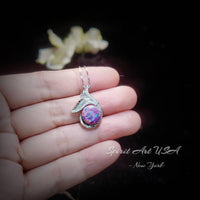 Purple Opal Necklace - Mermaid Fish Tail Pendant - 18KGP @ Sterling Silver #612