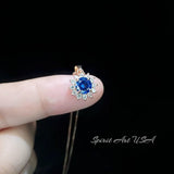 Minimalist Sapphire Necklace Diamond Sterling Silver Sunflower 6mm 0.85 CT Blue Gemstone September Birthstone 067