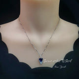 Large Trillion Cut Blue Sapphire Necklace - 18KGP Sterling Silver - Protective Queen's Guard Sword - Sapphire Pendant #768