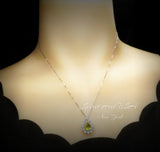 Natural Teardrop Peridot Necklace Dainty Genuine Green Peridot Pendant Gemstone Rounded Halo Green Gemstone August Birthstone Jewelry #499