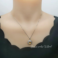 Genuine Citrine Necklace - Sterling Silver 2.8 CT Citrine Pendant - Milky Way Spiral Galaxy Energy Vortexes Windmill Jewelry #820