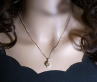 Sterling Silver Natural Citrine Necklace 1.5 CT Genuine Pendant Diamond Halo White Gold plated Dainty Royal Luxury 1073