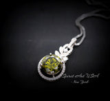 4 CT Green Peridot Necklace - 18KGP Sterling Silver - Gemstone Flower Petal - August Birthstone - Unique Design Peridot Pendant #952