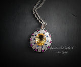Luxury Radiant Genuine Citrine Necklace - Source Light Style Gold coated 925 Sterling Silver - Exclusive Design 3 CT Citrine Pendant #903