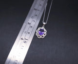 Genuine Amethyst Necklace Sterling Silver Sim Gemstone Flower White Gold Coated Natural Purple Gemstone February Birthstone Jewelry #456