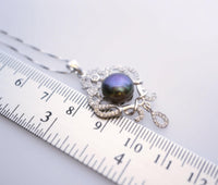 Large Freshwater Black Pearl Necklace - Full Full Sterling Silver High Quality Genuine Black Pearl Tassel Necklace 1024