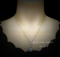 Sky Blue Aquamarine Necklace - 18KGP @ Sterling Silver - Gemstone Wheat Necklace - Teardrop Aquamarine Pendant - March Birthstone #861