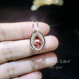 Swing Pink Tourmaline Necklace - Rose Gold coated Dynamic 0.85 Ct Pink Tourmaline Pendant - Full Sterling Silver Tourmaline Jewelry #181