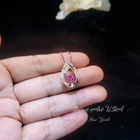 Swing Pink Tourmaline Necklace - Rose Gold coated Dynamic 0.85 Ct Pink Tourmaline Pendant - Full Sterling Silver Tourmaline Jewelry #181