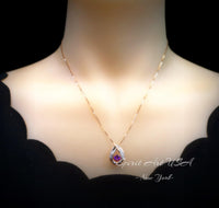 Swing Pink Tourmaline Necklace - Rose Gold coated Dynamic 0.85 Ct Pink Tourmaline Pendant - Full Sterling Silver Tourmaline Jewelry #181