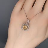 Natural Citrine Necklace Sterling Silver - 8mm Round Genuine Citrine Pendant - November Birthstone Crystal Healing Solitaire Citrine Jewelry