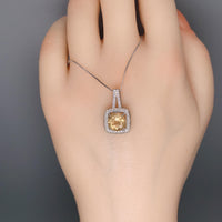 Natural Citrine Necklace Sterling Silver - 8mm Round Genuine Citrine Pendant - November Birthstone Crystal Healing Solitaire Citrine Jewelry