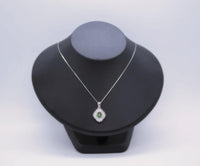 Gemstone Emerald Necklace White Gold plated Sterling Silver Green Gemstone Pendant Double Surround Star Dainty May Birthstone #960