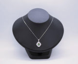 Gemstone Emerald Necklace White Gold plated Sterling Silver Green Gemstone Pendant Double Surround Star Dainty May Birthstone #960