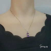 Natural Amethyst Necklace - Sterling Silver Cat Pendant- Purple Stone Gemstone Kitty Kitten Jewelry Crown Chakra Healing #221