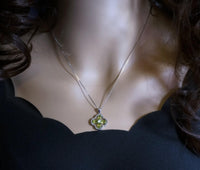 Genuine Green Peridot Necklace, 925 Sterling Silver Four Leaf Clover Necklace, Natural Peridot Pendant August Birthstone Leaf Jewelry #233