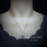 Genuine Green Peridot Necklace, Gemstone Snow Flower Pendant - 18kgp@ Sterling Silver, Natural Peridot Pendant August Birthstone #974
