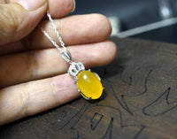 Diamond Crown Yellow Onyx Necklace White Gold Plated sterling silver chain November birthstone 1033