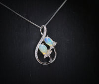 Genuine Ethiopian Fire Opal Necklace - Sterling Silver Leaf Dainty Opal October Birthstone Necklace #433