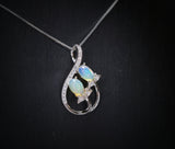 Genuine Ethiopian Fire Opal Necklace - Sterling Silver Leaf Dainty Opal October Birthstone Necklace #433