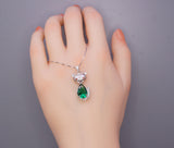 Emerald Necklace - Sterling Silver Green Gemstone Fox Pendant - 18KGP - Emerald Pets Lover Necklace #436