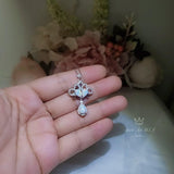Sterling Silver Opal Tassel Necklace - Fire White Opal Wedding Bridal Gemstone Pendant, Flower Phoenix Jewelry #621
