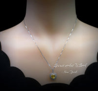 Created Yellow Moissanite Diamond Necklace - Double Halo Heart Necklace - Yellow Gemstone Pendant - 18kGP & 925 Sterling Silver 1094