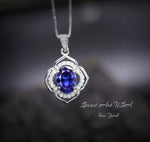 1.5 Ct small Tanzanite Pendant - Sterling Silver Gemstone Flower OF Life Tanzanite Necklace - December Birthstone Tanzanite Jewelry #245