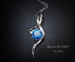 Blue Sapphire Necklace White Gold Sterling Silver Dynamic Bow Swirl 2 CT Blue Pendant September Birthstone Infinity S Style #558