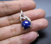 Lapis Lazuli Necklace, Full Sterling Silver Natural Cobalt Blue Vampire Diaries Necklace, Phoenix Silver Lapis Lazuli Pendant 288