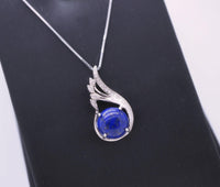 Lapis Lazuli Necklace, Full Sterling Silver Natural Cobalt Blue Vampire Diaries Necklace, Phoenix Silver Lapis Lazuli Pendant 288