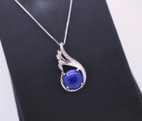 Lapis Lazuli Necklace, Full Sterling Silver Natural Cobalt Blue Vampire Diaries Necklace, Phoenix Silver Lapis Lazuli Pendant 288