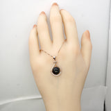 Black Onyx Necklace - Rose Gold coated 925 Sterling Silver Black Agate - Pendant High Frequency Protective Energy Root Chakra Healing #147