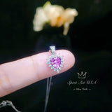 Tiny Pink Heart Necklace - pink Sapphire Tourmaline Necklace sterling silver 022