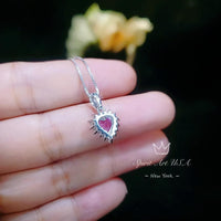 Tiny Pink Heart Necklace - pink Sapphire Tourmaline Necklace sterling silver 022