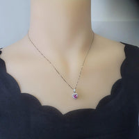 Tiny Pink Heart Necklace - pink Sapphire Tourmaline Necklace sterling silver 022