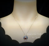 Spessartite Garnet Necklace - Hold My Heart Pendant - 18kgp @ Sterling Silver - 2 CT Round Cut Red Orange Garnet Pendant #590