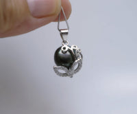 Black Pearl Necklace - 925 Sterling Silver Mask Party Jewelry - Freshwater Pearl Pendant 2626