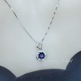 Natural Amethyst Necklace Pendant, February Birthstone 18K Gold Plated Sterling Silver Adjustable Floral Design, rose flower jewelry #417
