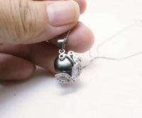 Black Pearl Necklace - 925 Sterling Silver Mask Party Jewelry - Freshwater Pearl Pendant 2626