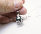 Black Pearl Necklace - 925 Sterling Silver Mask Party Jewelry - Freshwater Pearl Pendant 2626