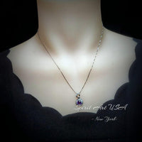 Natural Amethyst Necklace Pendant, February Birthstone 18K Gold Plated Sterling Silver Adjustable Floral Design, rose flower jewelry #417