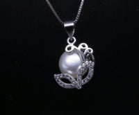 Black Pearl Necklace - 925 Sterling Silver Mask Party Jewelry - Freshwater Pearl Pendant 2626