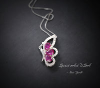 Sterling Silver Ruby Butterfly Necklace - Dainty Ruby Pendant Jewelry - 18KGP @ Sterling Silver #618