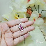 Sterling Silver Ruby Butterfly Necklace - Dainty Ruby Pendant Jewelry - 18KGP @ Sterling Silver #618